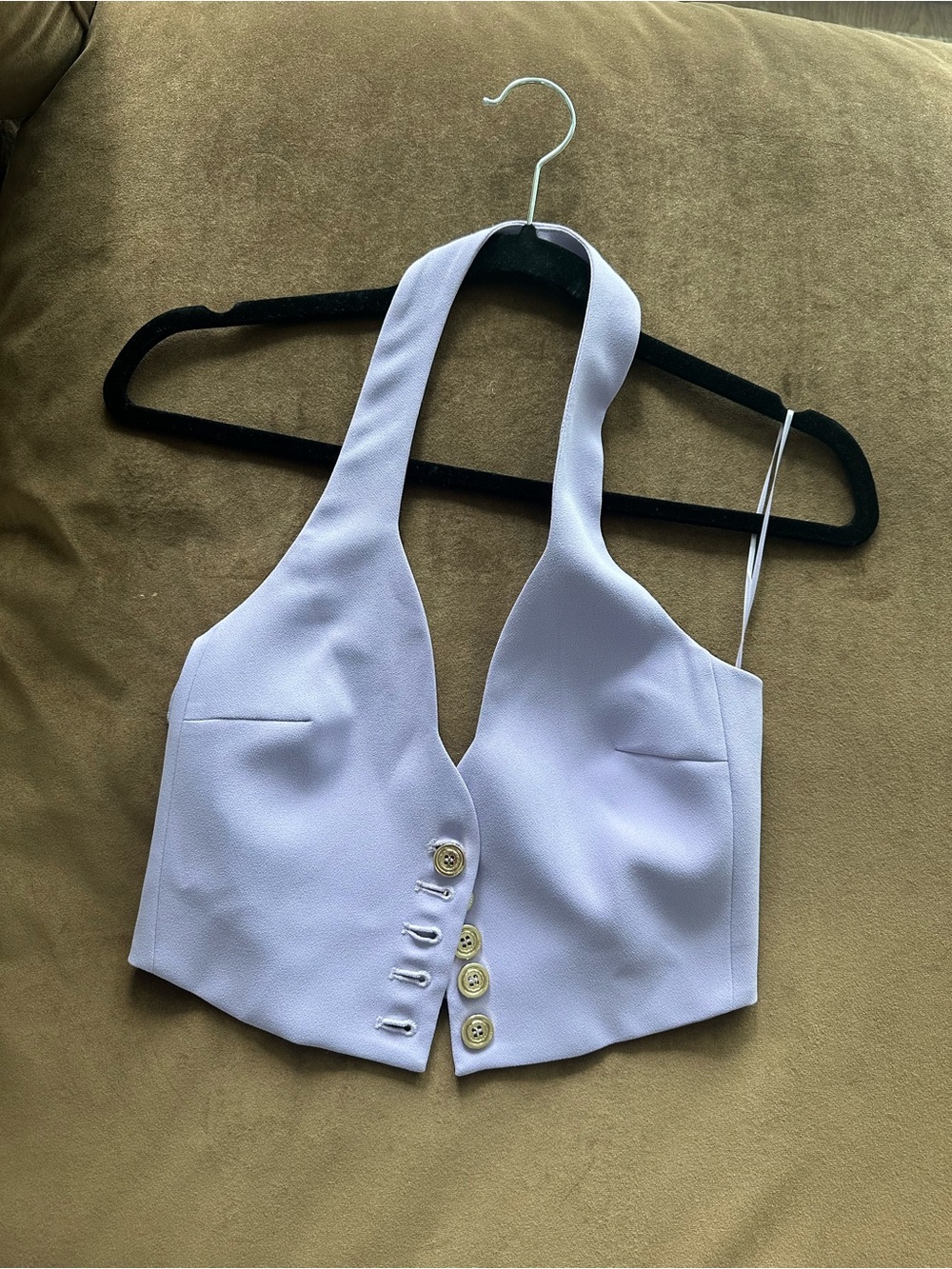 Pinko Lavender Halter Crop Top with Button Detail